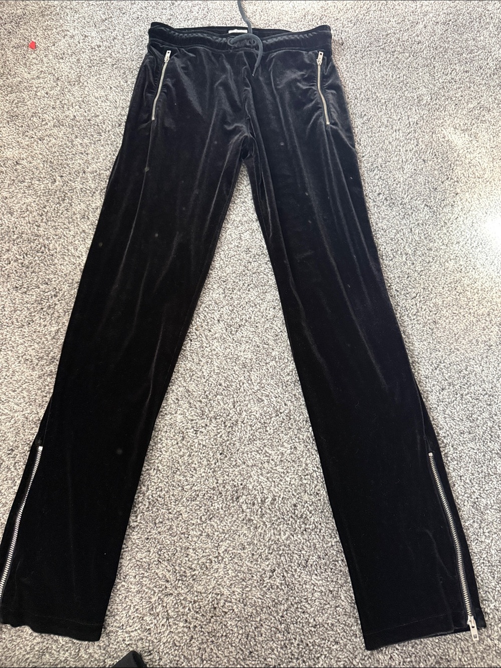 rag & bone Black Velour stright leg with Silver Zippers